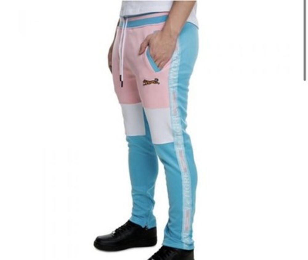 NWT Le TIGRE Colorblock Blue/Pink/White Track Pants Men's Retro Cool Size Small